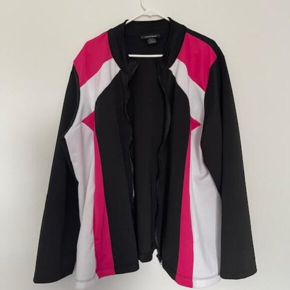 Ashley Stewart Color block Zip Front Track Jacket  Pink/Black/White – Size 22/24 - Picture 1 of 5
